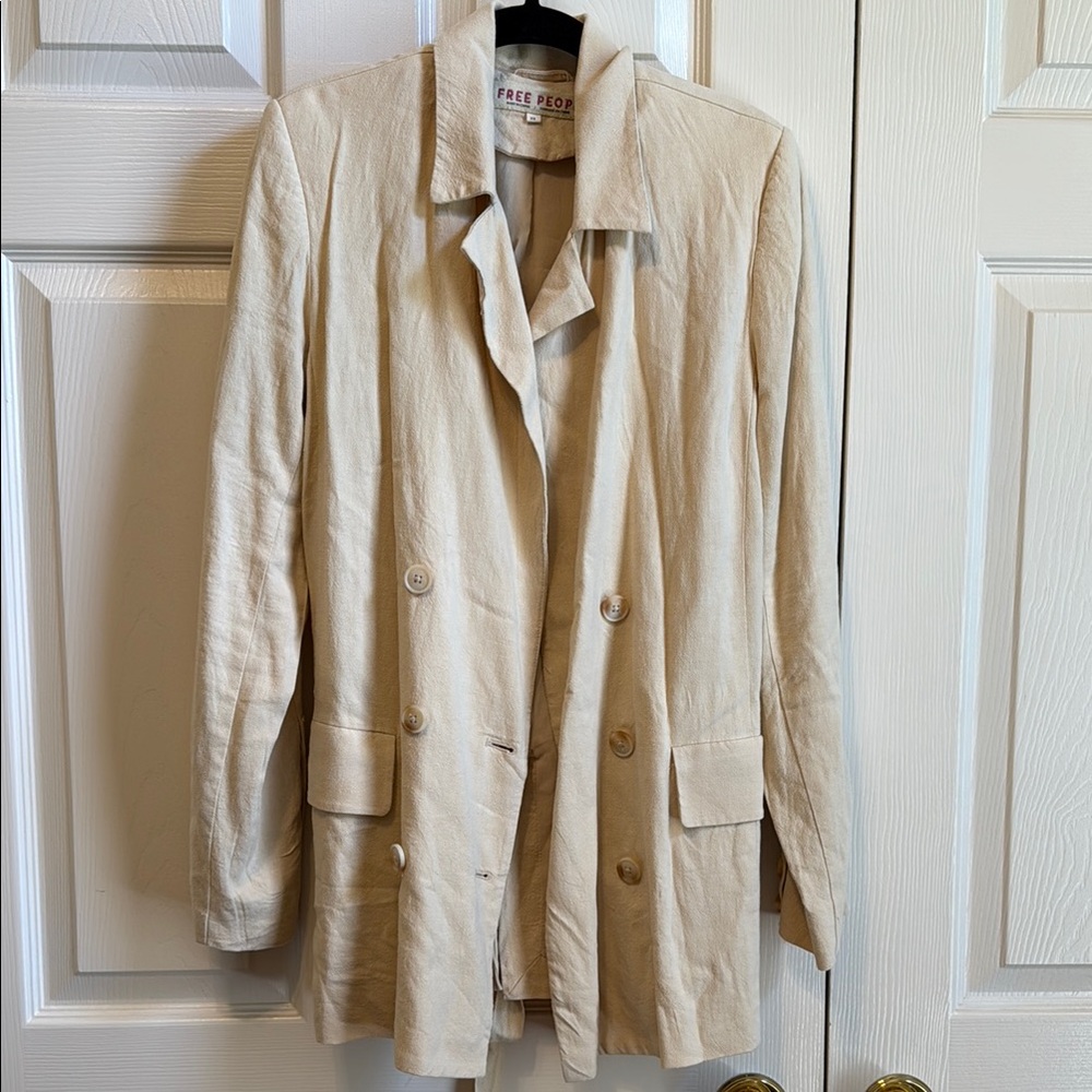 Free People Cream Blazer Lightweight Suit Jacket